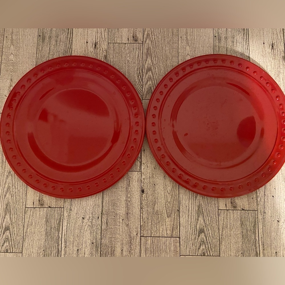 Set of 2 red melamine salad plates